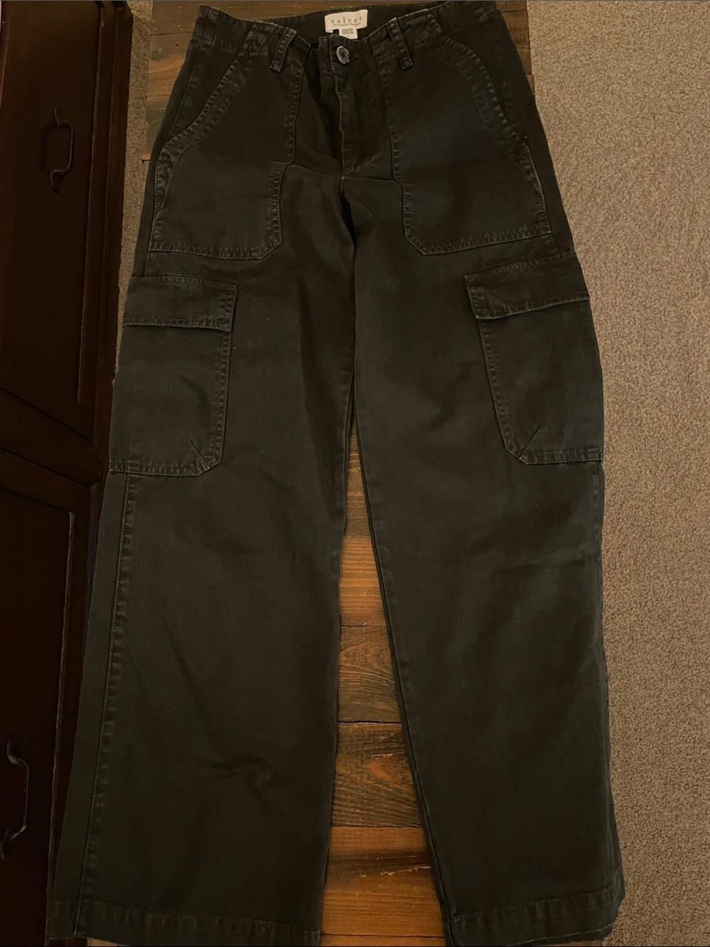 Vince Black Straight-Leg Cargo Pants with Patch Pockets
